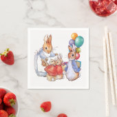 Serviette En Papier Pierre le lapin et Joséphine lapin (En situation)