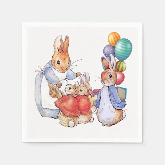 Serviette En Papier Pierre le lapin et Joséphine lapin (Devant)