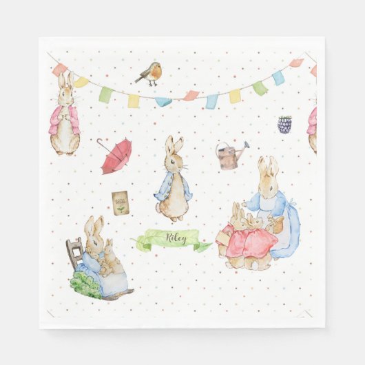 Serviette En Papier Pierre le lapin et la famille (Devant)