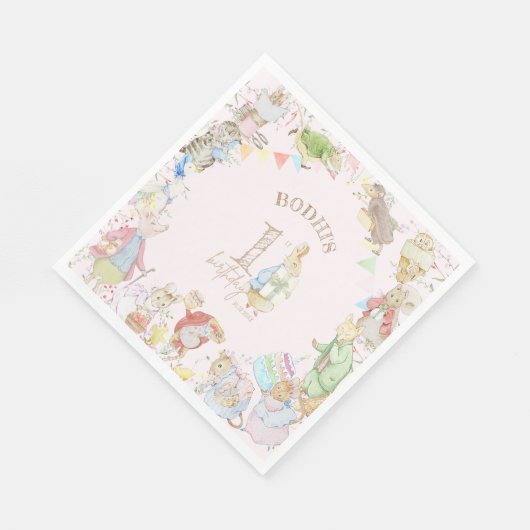 Serviette En Papier Pierre le lapin Premier anniversaire (Coin)