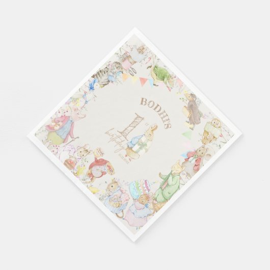 Serviette En Papier Pierre le lapin Premier anniversaire (Coin)