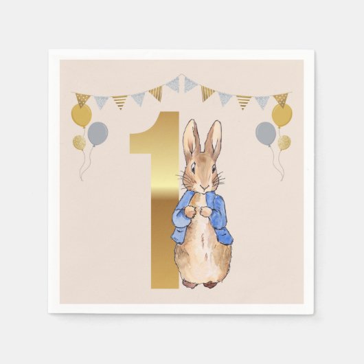 Serviette En Papier Pierre le lapin Premier anniversaire (Devant)