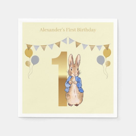 Serviette En Papier Pierre le lapin Premier anniversaire (Devant)