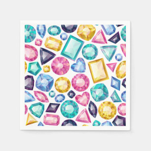 Serviette En Papier Pierres gemmes brillantes Girly chics de diamant