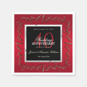 Serviette En Papier Pierres précieuses rubis élégantes 40e anniversair