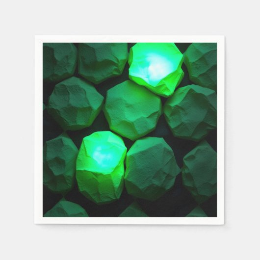 Serviette En Papier Pierres Vert Emeraude (Devant)