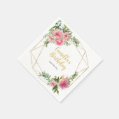 Serviette En Papier Pies roses Anniversaire (Coin)