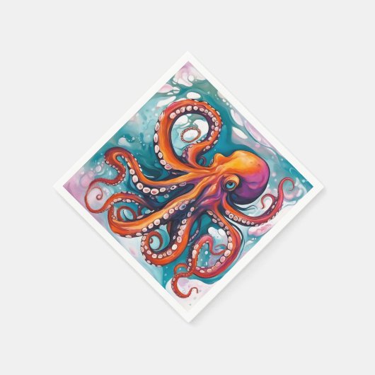 Serviette En Papier Pieuvre Abstraite d'art fluide (Coin)