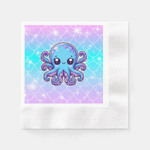 Serviette En Papier Pieuvre bleue mignonne