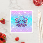 Serviette En Papier Pieuvre bleue mignonne (En situation)