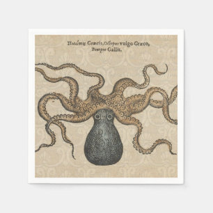 Serviette En Papier Pieuvre Kraken Antique Faune Marine Côtière
