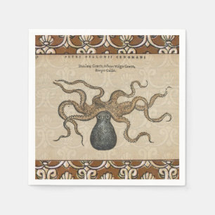 Serviette En Papier Pieuvre Kraken Antique Faune Marine Côtière
