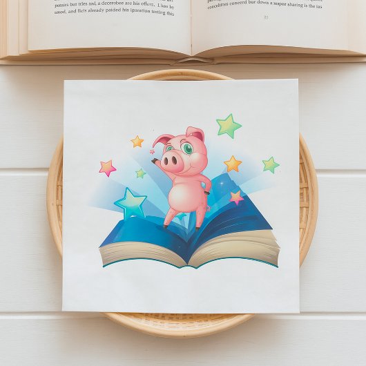 Serviette En Papier Pig Dancing On A Book Napkins