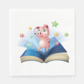 Serviette En Papier Pig Dancing On A Book Napkins (Devant)