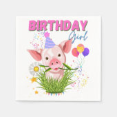 Serviette En Papier Pig Piggy Anniversaire Rose Fille Animaux Amateurs (Devant)