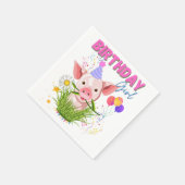 Serviette En Papier Pig Piggy Anniversaire Rose Fille Animaux Amateurs (Coin)