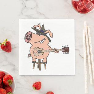 Serviette En Papier Pig Playing