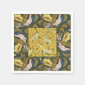 Serviette En Papier Pigeon Blue Yellow Fish Art Nouveau (Devant)
