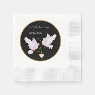 Serviette En Papier pigeons d'amour élégants ajouter nom date Mariage