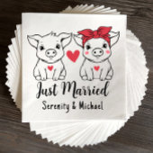 Serviette En Papier Pigs Marié Groom Farm Grange Juste Marié Mariage