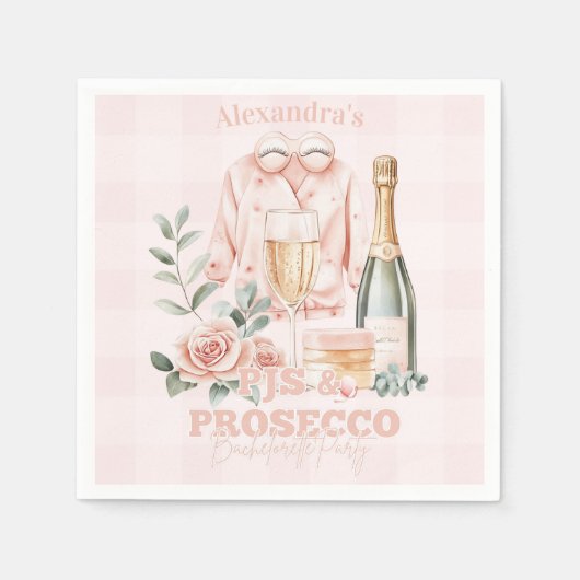 Serviette En Papier Pijamas et Prosecco Bachelorette Party (Devant)