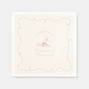 Serviette En Papier Pilates et prosecco d'anniversaire tout âge