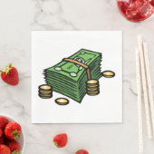 Serviette En Papier Pile d'argent avec pièces de monnaie (En situation)