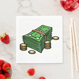 Serviette En Papier Pile d'argent avec pièces de monnaie
