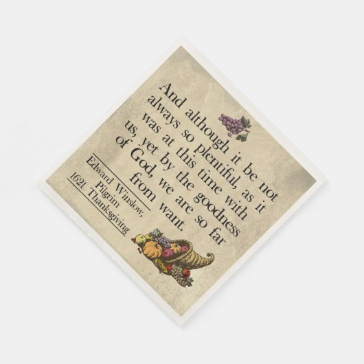 Serviette En Papier Pilgrim Premier Thanksgiving Remerciement (Coin)