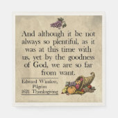 Serviette En Papier Pilgrim Premier Thanksgiving Remerciement (Devant)