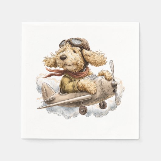 Serviette En Papier Pilote d'avion Goldendoodle (Devant)