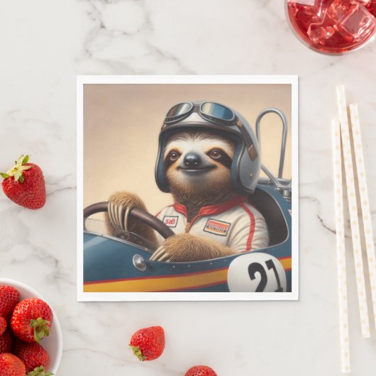 Serviette En Papier Pilote Sloth Racecar (En situation)