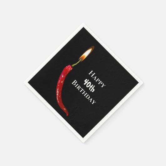 Serviette En Papier Piments rouges à 40e anniversaire noir (Coin)