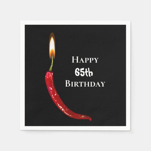 Serviette En Papier Piments rouges à 65e anniversaire noir (Devant)