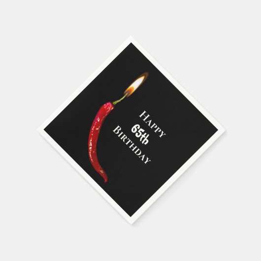 Serviette En Papier Piments rouges à 65e anniversaire noir (Coin)