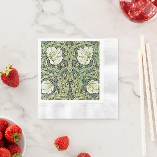 Serviette En Papier Pimpernel White Poppies William Morris (En situation)