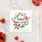 Serviette En Papier Pin d'aquarelle et Fête de la nouvelle année Holly (En situation)