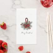 Serviette En Papier Pin de Noël avec Bow rouge (En situation)