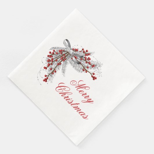 Serviette En Papier Pin de Noël et baies (Coin)