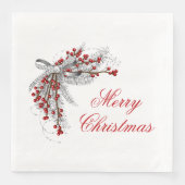 Serviette En Papier Pin de Noël et baies (Devant)