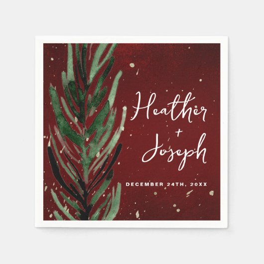 Serviette En Papier Pin d'hiver et Mariage de Noël Gold (Devant)