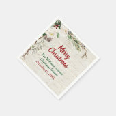 Serviette En Papier Pin d'hiver rustique vert Birch Joyeux Noël (Coin)