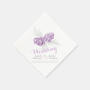 Serviette En Papier Pin d'hiver violet cône art mariage serviettes en