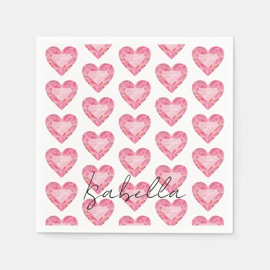 Serviette En Papier Pin Diamond Heart Gem NAME Glam Love (Devant)