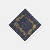 Serviette En Papier Pin d'or, cônes minuit bleu mariage de Noël (Coin)