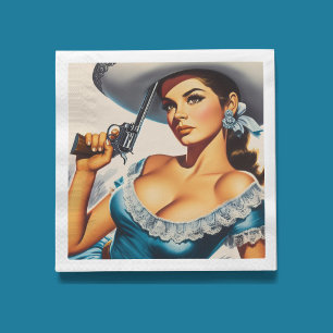 Serviette En Papier Pin-up rétro Far West
