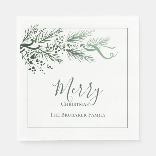 Serviette En Papier Pin vert moderne personnalisé Noël unique (Devant)