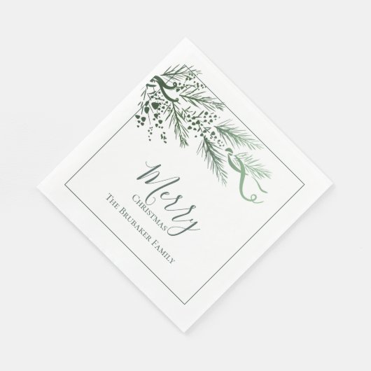 Serviette En Papier Pin vert moderne personnalisé Noël unique (Coin)