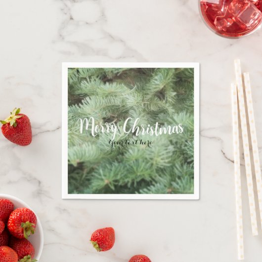 Serviette En Papier Pin Vert Noël Arbres Pays Vacances Rustiques (En situation)