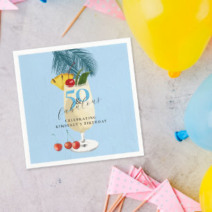 Serviette En Papier Pina Colada Cherry Cocktail 50e fête d'anniversair